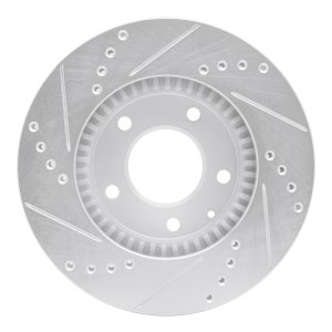 Mazda Millenia Brake Rotor (1) - Front Right - R1 Concepts - Drilled & Slotted - Silver - `95-`06